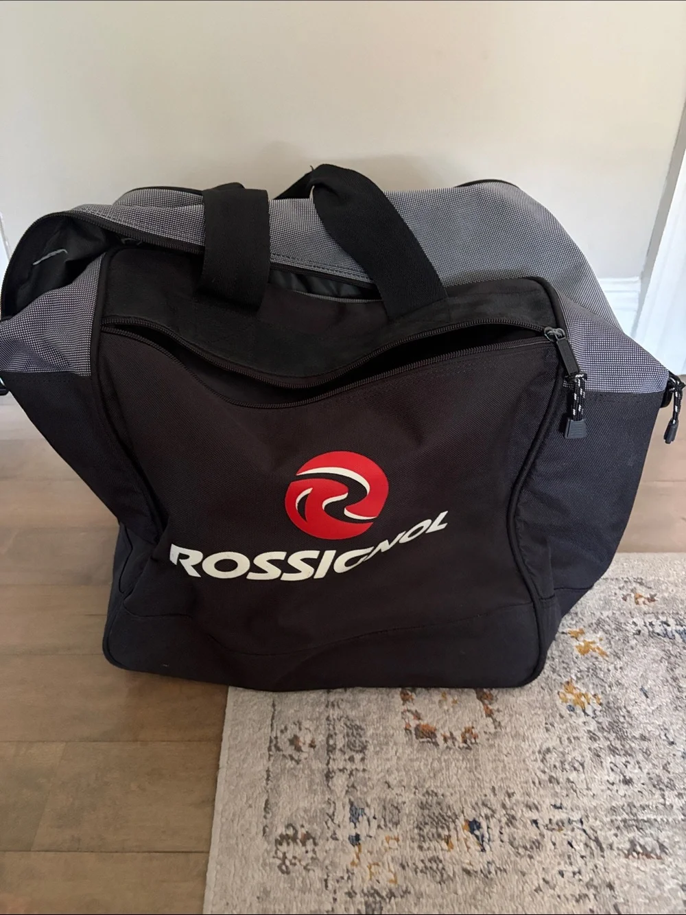 Rossignol Black and Gray ski boot Duffel bag with Red Logo
